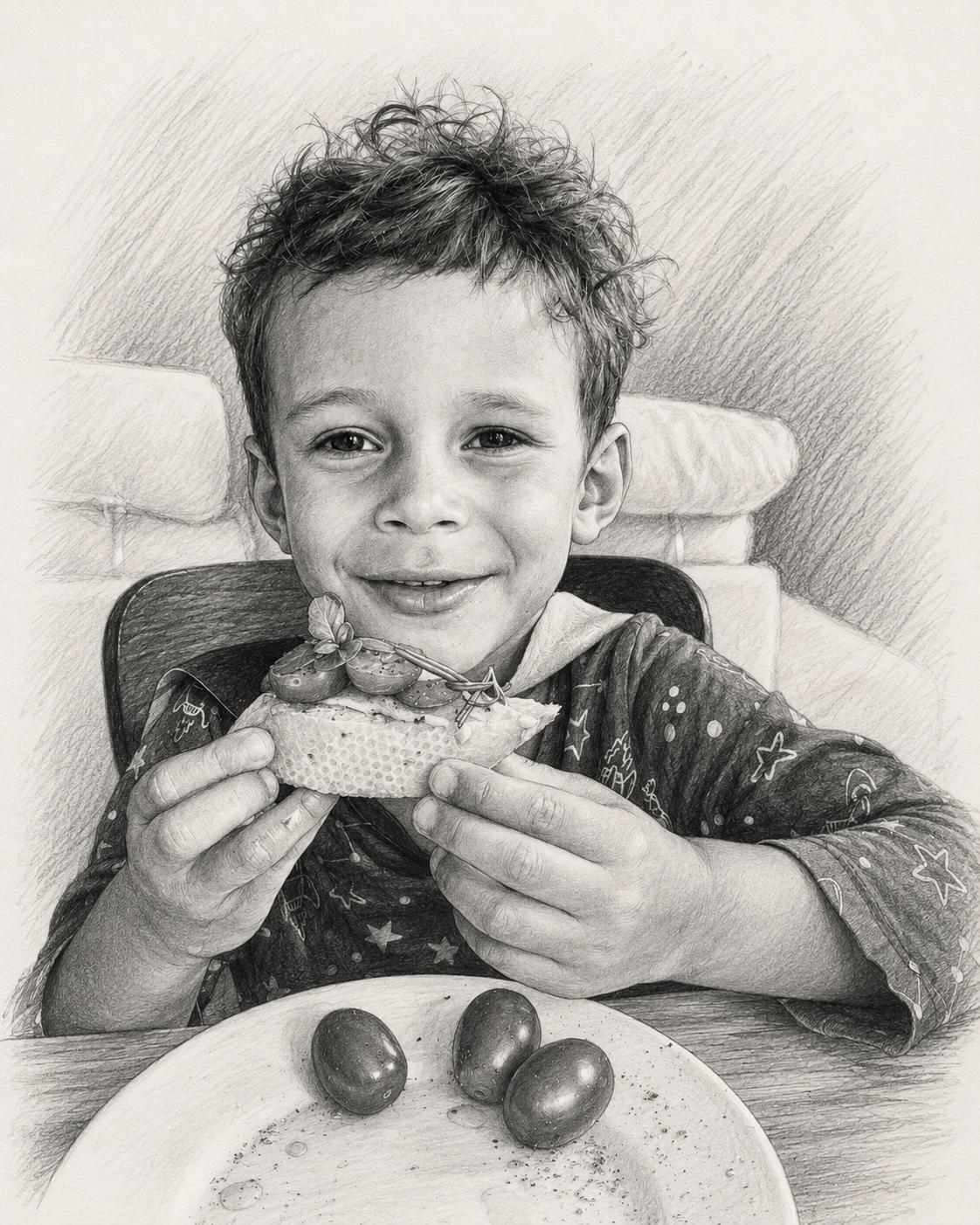 Memorial portraits artwork example created from a customer photo